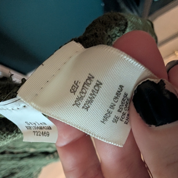 Adiva Olive Green Lace Bohemian Cardigan Duster - Picture 5 of 6